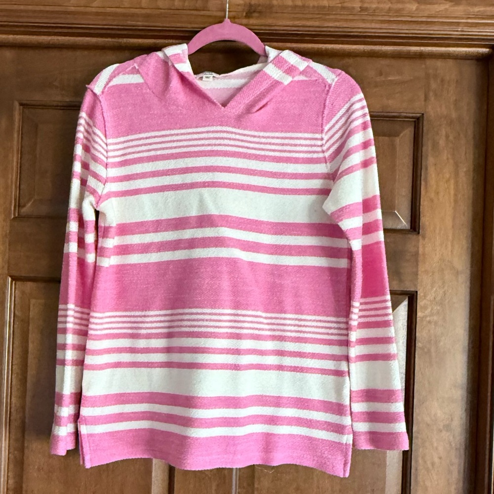 💗NWOT Women's Dylan Surf Stripe Roxy Hoodie  Color: Pink/White  Size: XS